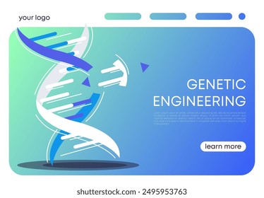 Vector illustration of web banner for DNA structure genetic engineering website, DNA structure particle separated