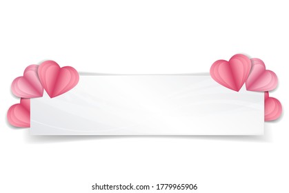 Vector illustration web banner with hearts. Invitation Template Background Design, Valentine's Day or Mother's Day