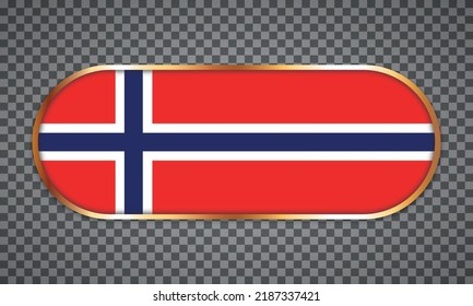 vector illustration of web button banner with country flag of Norway