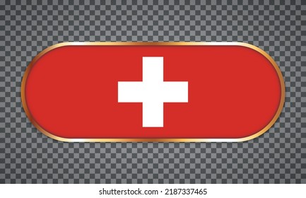 vector illustration of web button banner with country flag of Switzerland