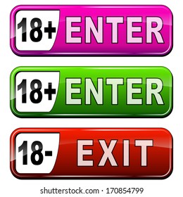 Vector illustration of web buttons for age restriction