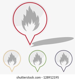 Vector illustration web  buttons pointer - fire