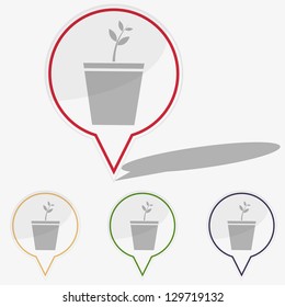 Vector illustration web  buttons pointer - plant in a flower pot