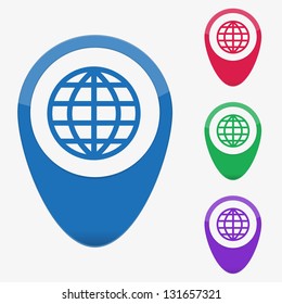 Vector illustration web buttons pointer - Earth globe
