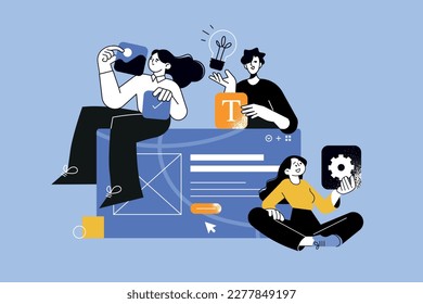 Vector illustration of web design and development. Creative concept for web banner, social media banner, business presentation, marketing material.