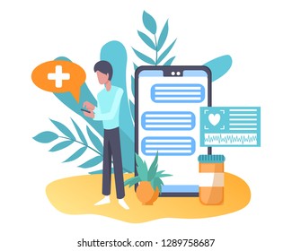 Vector illustration web design mockup of medical landing site. Call and consult a doctor online. Modern vector design for web sites and mobile applications