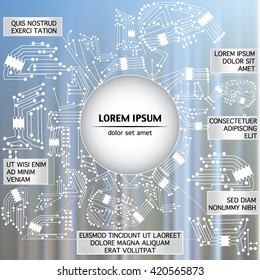 Vector illustration of the web design template or abstract hi-tech card with circuit pattern