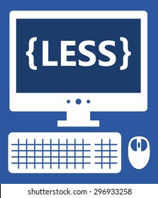 Vector illustration of web development less technology - isolated white icon on dark blue background