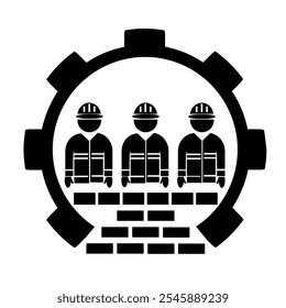 Vector illustration, web icon, building contractor's logo. Industry and repair. Isolated on a white background.
