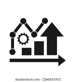 Vector illustration of the web icon of the growth chart. Development schedule. Flat design.