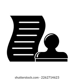 Vector illustration, web icon. Sheet and stamp. Isolated on a white background.