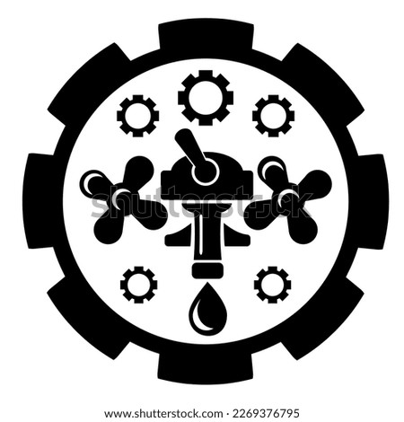 Vector illustration, web icon. Water tap and gear isolated on white background.