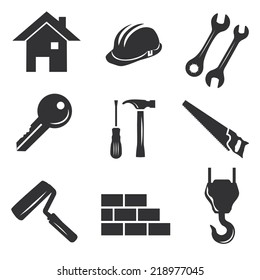 Vector illustration of a web icons building monochrome