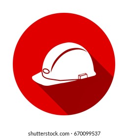 Vector illustration of a web icons - safety helmet, hard hat Isolated on red background with long shadow