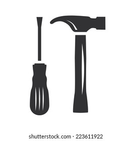 Vector illustration of a web icons - screwdriver and hammer