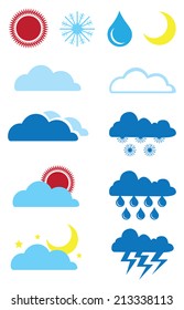 Vector illustration of web icons for weather forecast.