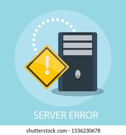 Vector illustration of web & internet concept with "server error" warning and message icon.