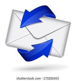 vector illustration of web mail icon with blue arrows