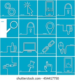 Vector Illustration of Web OutLine Style Icon for Design, Website, Background, Banner. Web Concept Template for Business Site isolated. Logo silhouette  Internet elements