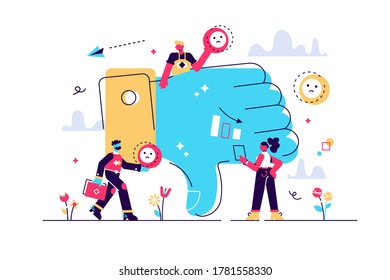 Vector illustration, for web page, banner, presentation, social media, documents, cards, posters. the concept of negative work, sad, fiasco, people leave bad reviews, bad job