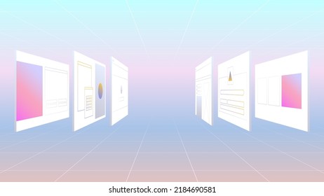 Ilustración vectorial con páginas web e interfaces de usuario. Ilustración de moda para software de negocios o desarrollo. Adecuado para el diseño de sitios web, publicidad y banners