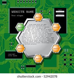 Vector illustration web site template design. Modern web page design with abstract technology background.