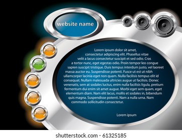 Vector illustration web site template design. Modern web page design with abstract technology skin isolated on black background.