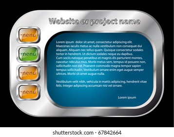 Vector illustration web site template design. Modern web page design with abstract technology skin isolated on black background.