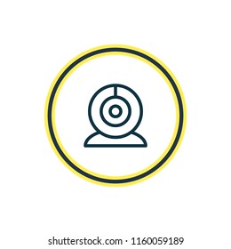 Vector illustration of webcam icon line. Beautiful media element also can be used as videoconference icon element.