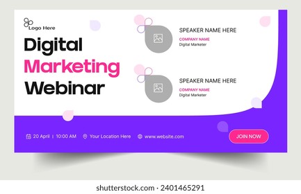 Vector illustration webinar banner design, digital marketing webinar banner, editable vector eps 10 file format