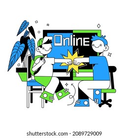vector illustration for a website, application. Distance learning, tutor