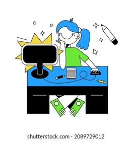 Vektorgrafik für eine Website, Anwendung. Online-Unterricht, Fernunterricht, Hausunterricht