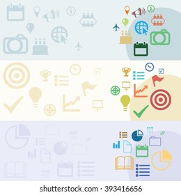 vector illustration / website banners / events goals analytic