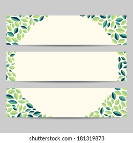 Vector illustration of website banners with leafs