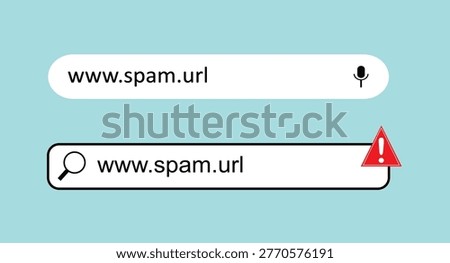 Vector illustration of a website concept do not click on suspicious and dangerous spam URL links, unsafe sites, warning notification icon, website. Technology, digital, flat design style.