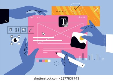 Vector illustration of website design, content management. Creative concept for web banner, social media banner, business presentation, marketing material.