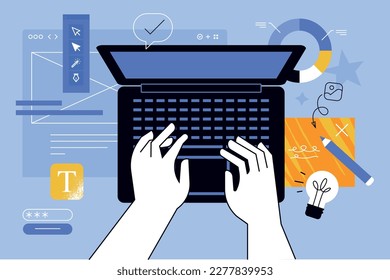 Vector illustration of website design and development, programming, seo.  Creative concept for web banner, social media banner, business presentation, marketing material.