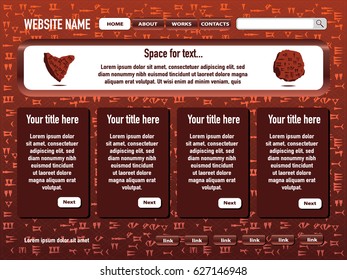 Vector illustration of the website design template for your business with symbols of Ugaritic cuneiform