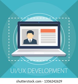 Vector illustration of website development & web page  " ui ux development " build or repair service concept application technology - webpage ux and ui design