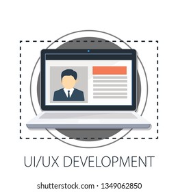 Vector illustration of website development & web page  " ui ux development " build or repair service concept application technology - webpage ux and ui design