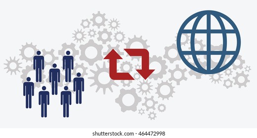 vector illustration of website horizontal  banners for community cooperation on international level concept with people and globe