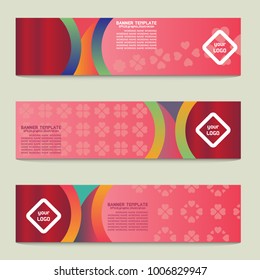 Vector Illustration for Website Promotion.Valentines Day Horizontal Banners. 