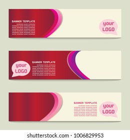 Vector Illustration for Website Promotion.Valentines Day Horizontal Banners. 