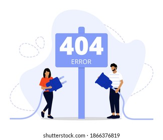 Vector Illustration, Website under construction Concept, Showing 404 internet connection problem message, Suitable for landing page, 
UI, web, App intro card, editorial, flyer,and banner