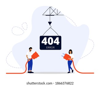 Vector Illustration, Website under construction Concept, Showing 404 internet connection problem message, Suitable for landing page, 
UI, web, App intro card, editorial, flyer,and banner
