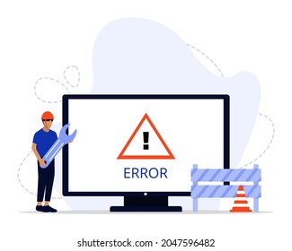 Vector Illustration, Website under construction Concept, Showing 404 internet connection problem message, Suitable for landing page, UI, web, App intro card, editorial, flyer, and banner