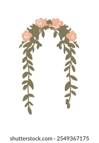 ilustração vetorial de um arco de casamento com flores delicadas e um design refinado