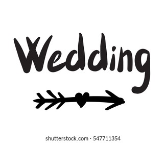 Vector illustration of wedding black and white text