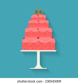 Vector illustration of Wedding cake style flat