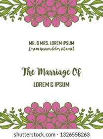 Vector illustration wedding celebration invitation with floral frame style hand drawn